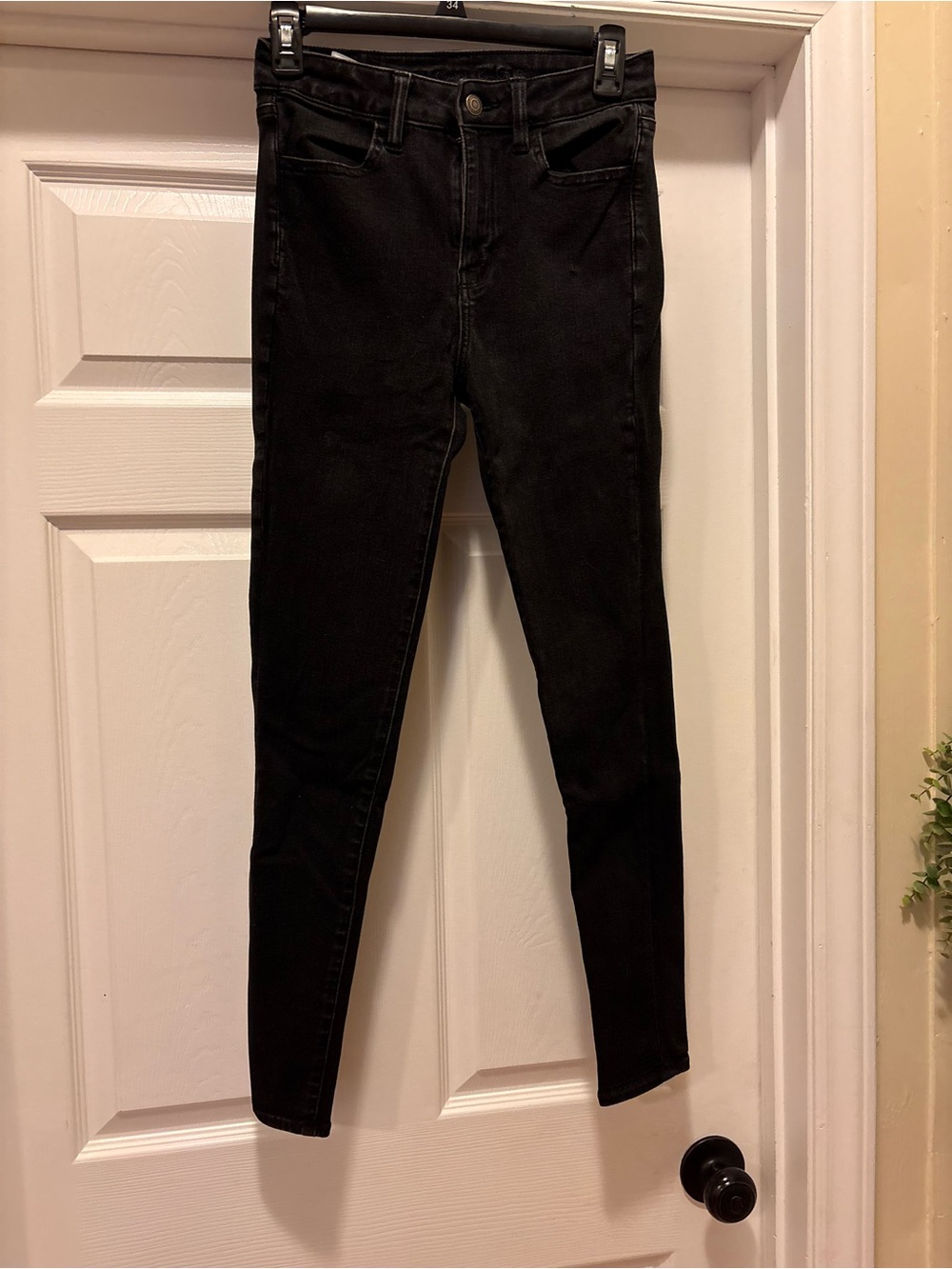 American Eagle Outfitters Black Super High Rise Skinny Jeans - High Rise